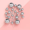 20pk Metallic Silver Ball Toppers -  Iconic Cake Art