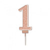 Sparkling & Fizz Rose Gold Glitter Number 0,1,2,3,4,5,6,7,8,9, Candle