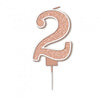 Sparkling & Fizz Rose Gold Glitter Number 0,1,2,3,4,5,6,7,8,9, Candle