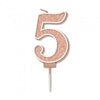 Sparkling & Fizz Rose Gold Glitter Number 0,1,2,3,4,5,6,7,8,9, Candle