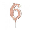 Sparkling & Fizz Rose Gold Glitter Number 0,1,2,3,4,5,6,7,8,9, Candle
