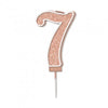 Sparkling & Fizz Rose Gold Glitter Number 0,1,2,3,4,5,6,7,8,9, Candle