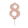 Sparkling & Fizz Rose Gold Glitter Number 0,1,2,3,4,5,6,7,8,9, Candle