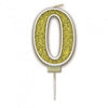 Sparkling & Fizz Gold Glitter Number 0,1,2,3,4,5,6,7,8,9, Candle
