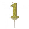 Sparkling & Fizz Gold Glitter Number 0,1,2,3,4,5,6,7,8,9, Candle