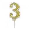 Sparkling & Fizz Gold Glitter Number 0,1,2,3,4,5,6,7,8,9, Candle