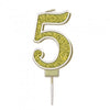 Sparkling & Fizz Gold Glitter Number 0,1,2,3,4,5,6,7,8,9, Candle