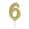 Sparkling & Fizz Gold Glitter Number 0,1,2,3,4,5,6,7,8,9, Candle