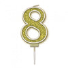 Sparkling & Fizz Gold Glitter Number 0,1,2,3,4,5,6,7,8,9, Candle