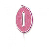 Sparkling & Fizz Pink Glitter Number 0,1,2,3,4,5,6,7,8,9, Candle