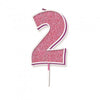 Sparkling & Fizz Pink Glitter Number 0,1,2,3,4,5,6,7,8,9, Candle