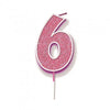 Sparkling & Fizz Pink Glitter Number 0,1,2,3,4,5,6,7,8,9, Candle