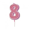 Sparkling & Fizz Pink Glitter Number 0,1,2,3,4,5,6,7,8,9, Candle