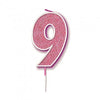 Sparkling & Fizz Pink Glitter Number 0,1,2,3,4,5,6,7,8,9, Candle