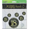 18th Birthday Black & Gold Hanging Swirls Pack 6