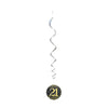 21st Birthday Black & Gold Hanging Swirls Pack 6