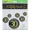 30th Birthday Black & Gold Hanging Swirls Pack 6