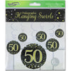 50th Birthday Black & Gold Hanging Swirls Pack 6