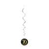 70th Birthday Black & Gold Hanging Swirls Pack 6