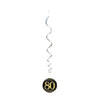 80th Birthday Black & Gold Hanging Swirls Pack 6