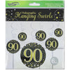 90th Birthday Black & Gold Hanging Swirls Pack 6