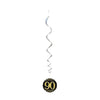 90th Birthday Black & Gold Hanging Swirls Pack 6