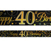 40th Birthday Sparkling Fizz Black and Gold Banner