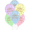 Happy Birthday 30cm Pastel Mixed 12pk Latex Balloons