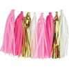 Hot Pink, Light Pink, White & Gold Tassel Garland 15pk