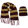 Striped Burgundy Red and Yellow Beanie and Scarf Set Kids Book Harry Potter Week Costumes