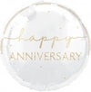 Happy Anniversary White & Gold 45cm Foil Balloon