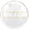 Happy Anniversary White & Gold 45cm Foil Balloon