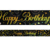 Happy Birthday Sparkling Fizz Black and Gold Banner