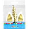 Gold Unicorn Horn &amp; Ears Candle 3pk