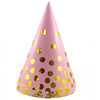 Pink With Foiled Gold Dot Party Hats 6pk