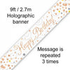 Happy Birthday Sparkling Fizz Rose Gold Foil Banner