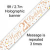 Happy 21st Birthday Sparkling Fizz Rose Gold Foil Banner