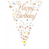 Happy Birthday Sparkling Fizz Rose Gold Flag Bunting 3.9m