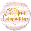 On Your Communion Pink Stripes Qualatex  45cm (18") Foil Balloon