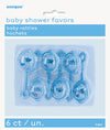 Blue Baby Rattles Baby Shower Favours -6PK