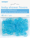 Blue Safety Pins Baby Shower Favours 40PK