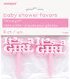 It's a Girl Plastic Baby Shower Pink Cake Toppers 8PK
