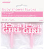 It's a Girl Plastic Baby Shower Pink Cake Toppers 8PK