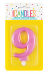 Metallic Pink Jumbo Candles "0" - "9"