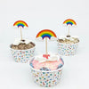 Rainbow Paper Cupcake Cake Toppers 24pcs