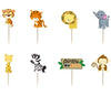 Jungle Animals Paper Cupcake Cake Toppers 24pcs