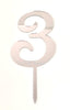 Silver "0"-"9" Birthday Age Acrylic Cake Toppers