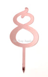 Rose Gold "0"-"9" Birthday Age Acrylic Cake Toppers