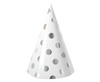Metallic Silver Dot Party Hats 6Pk