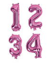Pink "0"-"9"  Numbers 35cm Foil Balloons Air Filled Only